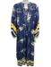 Gallabia Size M Indigo Blue & White Viscose Floral 3/4 Balloon Sleeve Dress Indigo Blue & White / M
