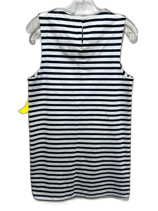 Matteau Size 4 White & Navy Blue Cotton Striped Sleeveless Keyhole Back Dress White & Navy Blue / 4