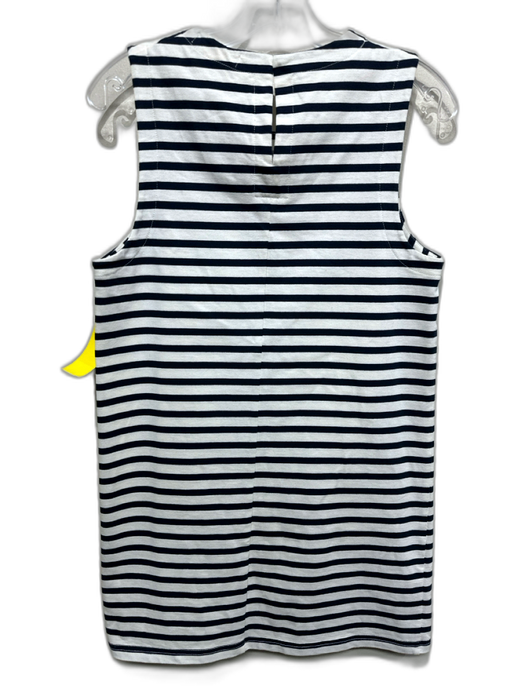 Matteau Size 4 White & Navy Blue Cotton Striped Sleeveless Keyhole Back Dress White & Navy Blue / 4