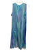 Mela Rosa Size S Blue Ramie Blend Sleeveless V Neck Printed Midi Dress Blue / S