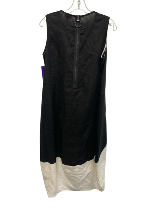 Coleman Collection Size S Black & White Linen Sleeveless Zip Back Pockets Dress Black & White / S