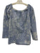 Lafayette 148 Size S Blue Cotton Off Shoulder Long Sleeve Printed Top Blue / S