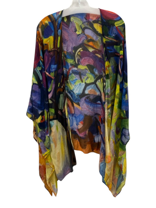 No Brand Blue & Multi No Fabric Tag Open Front Printed Shawl Blue & Multi / One Size