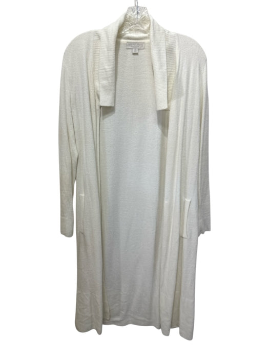 Barefoot Dreams Size XS Cream Nylon & Viscose Open Front Pockets Robe Cream / XS