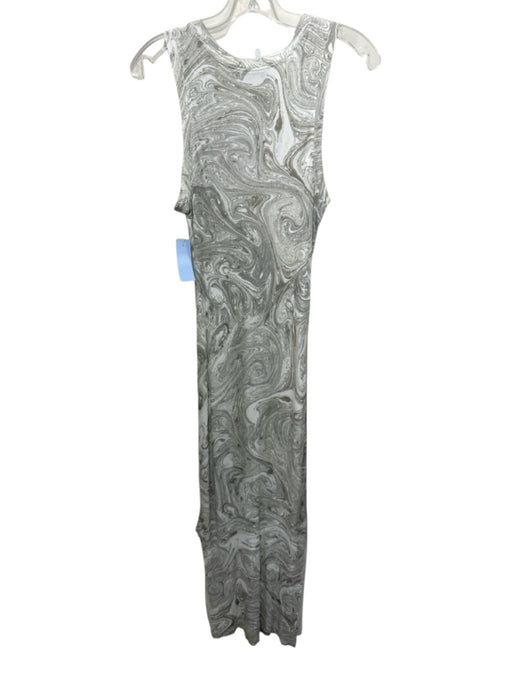 Monica Sarti Size M Gray & White Viscose Marble Print Sleeveless Dress Gray & White / M
