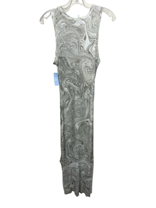 Monica Sarti Size M Gray & White Viscose Marble Print Sleeveless Dress Gray & White / M