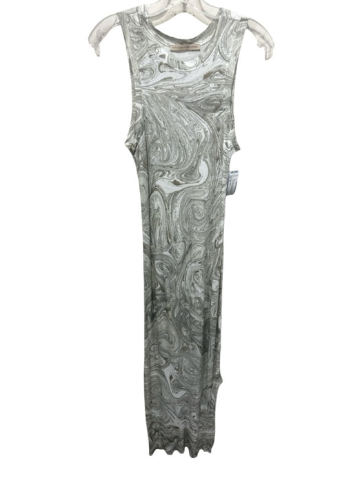 Monica Sarti Size M Gray & White Viscose Marble Print Sleeveless Dress Gray & White / M