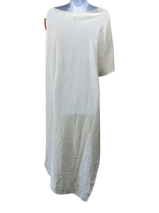 Monica Sarti Size S Off White Silk Cold Shoulder Tunic Crepe Top Off White / S