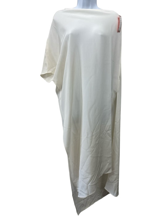 Monica Sarti Size S Off White Silk Cold Shoulder Tunic Crepe Top Off White / S