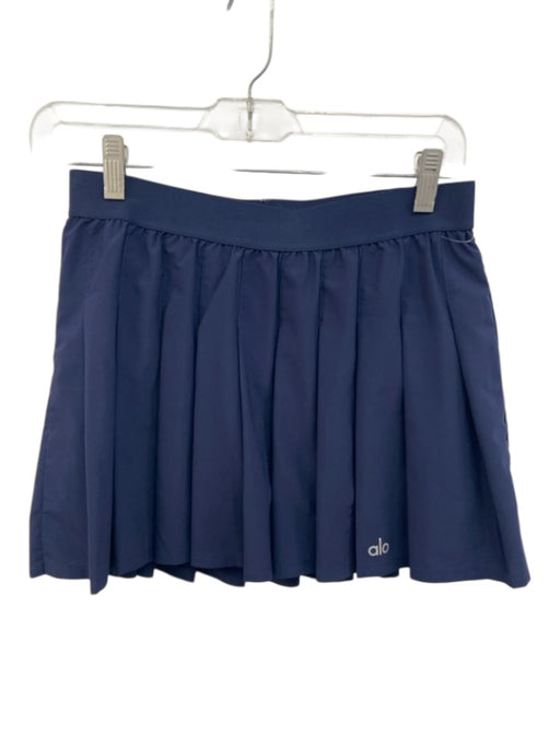 Alo Size Est S Navy Blue Missing Fabric Tag Elastic Waistband Pleated Skirt Navy Blue / Est S