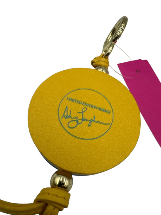 Ashley Longshore Blue & Yellow Sequin Detail Graphic Gold Tone Hardware Keychain Blue & Yellow