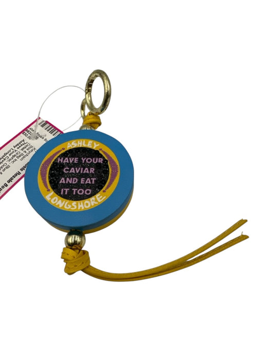 Ashley Longshore Blue & Yellow Sequin Detail Graphic Gold Tone Hardware Keychain Blue & Yellow
