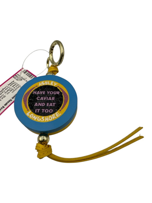 Ashley Longshore Blue & Yellow Sequin Detail Graphic Gold Tone Hardware Keychain Blue & Yellow