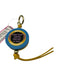 Ashley Longshore Blue & Yellow Sequin Detail Graphic Gold Tone Hardware Keychain Blue & Yellow