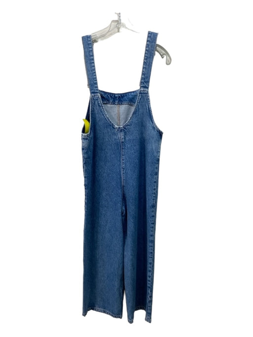 Zara Size S Medium Wash Cotton Blend Front Pocket Wide Leg Overalls Medium Wash / S