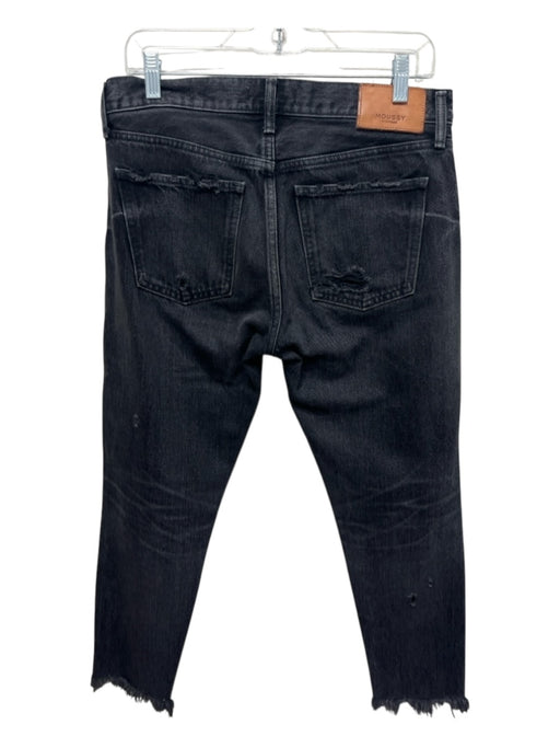 Moussey Size 28 Black Cotton Mid Rise Distressed Detail Frayed Hem Jeans Black / 28