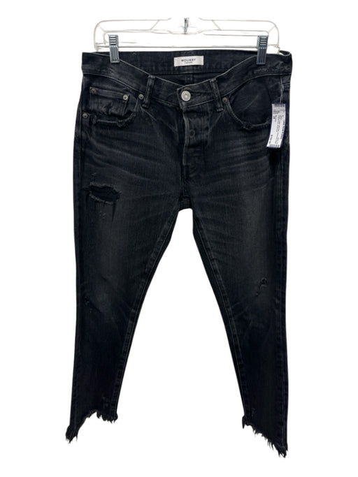 Moussey Size 28 Black Cotton Mid Rise Distressed Detail Frayed Hem Jeans Black / 28