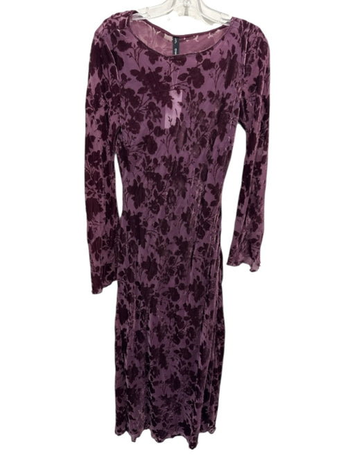 Mango Size 8 Maroon Viscose Blend Sheer Overlay Velvet Floral Detail Dress Maroon / 8