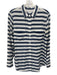 Equipment Femme Size M Navy Blue & White Silk Long Sleeve Stripes Blouse Top Navy Blue & White / M