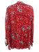 IRO Size 38 Red & Gray Viscose Long Sleeve Abstract Print Sheer Blouse Top Red & Gray / 38