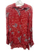 IRO Size 38 Red & Gray Viscose Long Sleeve Abstract Print Sheer Blouse Top Red & Gray / 38