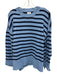 J Crew Size L Blue & Navy Cotton Long Sleeve Stripe Ribbed Trim Sweater Blue & Navy / L