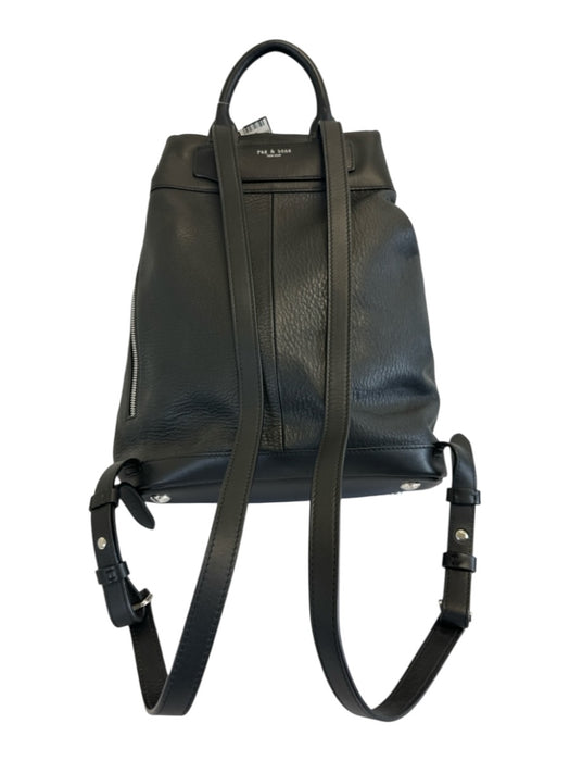 Rag & Bone Black Leather Silver Hardware Drawstring Backpack Bag Black / S
