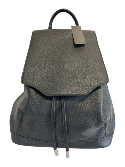 Rag & Bone Black Leather Silver Hardware Drawstring Backpack Bag Black / S