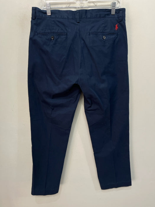 Polo Size 32 Navy Blue Cotton Solid Zip Fly Men's Pants