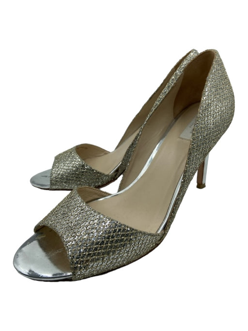 Cole Haan Shoe Size 8 Silver Peep Toe Closed Heel Shimmer Stiletto Pumps Silver / 8