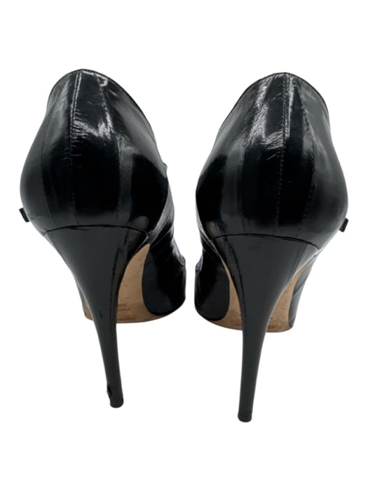 Sergio Rossi Shoe Size 39 Black Patent Leather 2 Strap Pointed Almond Toe Pumps Black / 39