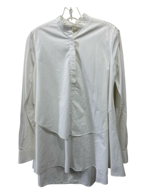 Ann Mashburn Size Small White Cotton Long Sleeve 1/2 Button Layered Top White / Small