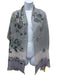 Loro Piana Dusty Blue, Purple & Green Cashmere & Silk Floral Fringe Hem scarf Dusty Blue, Purple & Green