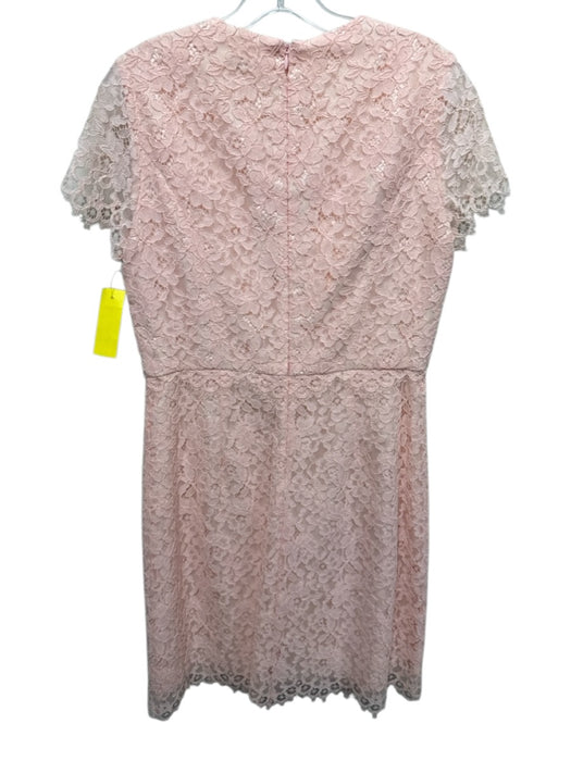 Shoshanna Size 6 Light Pink Cotton Blend Floral Lace Short Sleeve Back Zip Dress Light Pink / 6