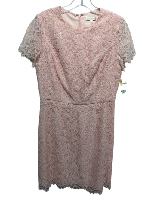 Shoshanna Size 6 Light Pink Cotton Blend Floral Lace Short Sleeve Back Zip Dress Light Pink / 6