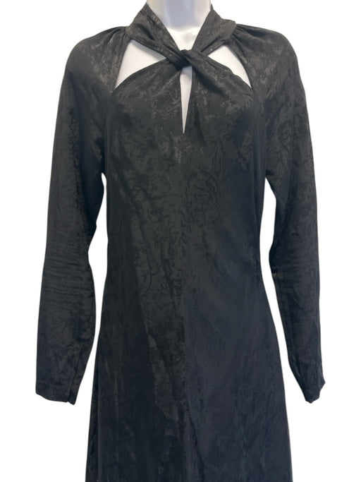 Jonathan Simkhai Size 6 Black Rayon & Viscose Long Sleeve Floral Jacquard Dress Black / 6