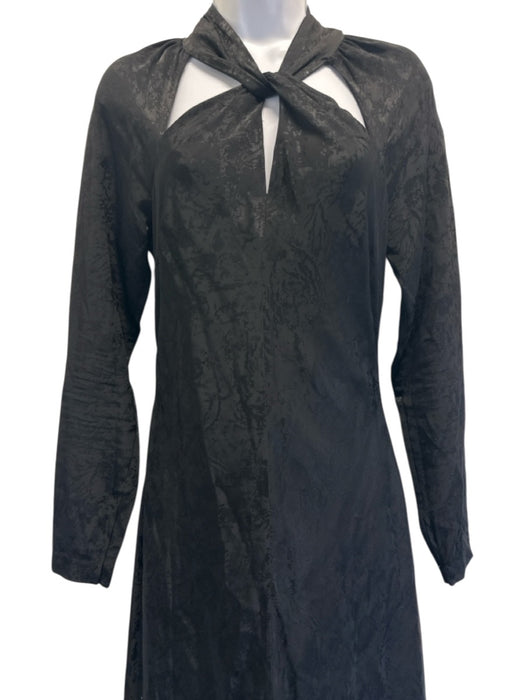 Jonathan Simkhai Size 6 Black Rayon & Viscose Long Sleeve Floral Jacquard Dress Black / 6