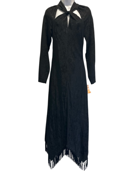 Jonathan Simkhai Size 6 Black Rayon & Viscose Long Sleeve Floral Jacquard Dress Black / 6
