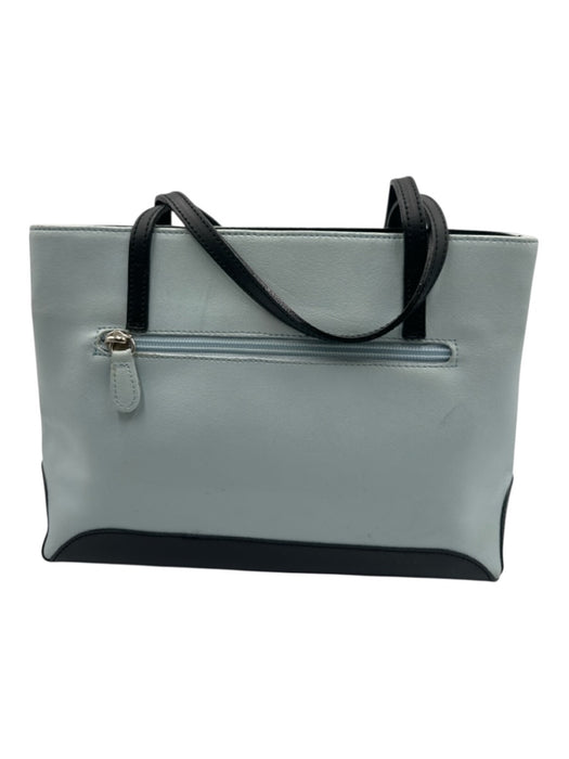 Tiffany & Fred Powder Blue & Black Leather Bow detail Top Handle Zip Top Bag Powder Blue & Black / S