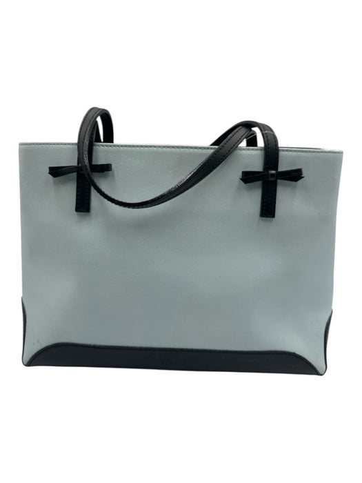Tiffany & Fred Powder Blue & Black Leather Bow detail Top Handle Zip Top Bag Powder Blue & Black / S