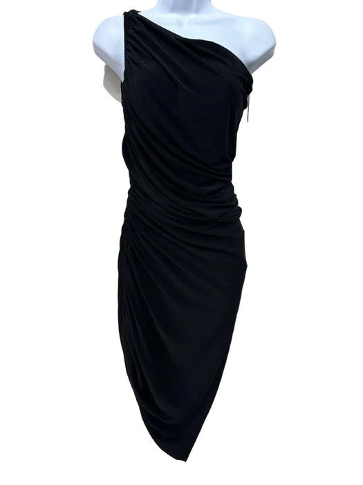 Norma kamali Size XS Black Polyester Blend Ruched Asymmetric Hem Mini Dress