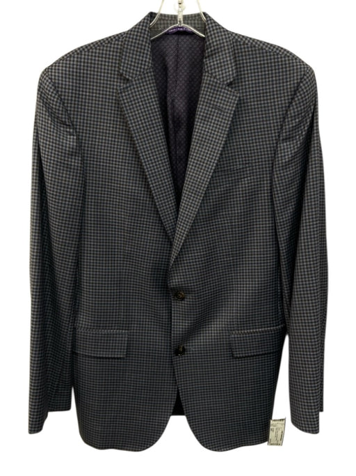 Ted Baker Blue & Brown Wool Blend Plaid 2 Button Men's Blazer Blue & Brown / 38R