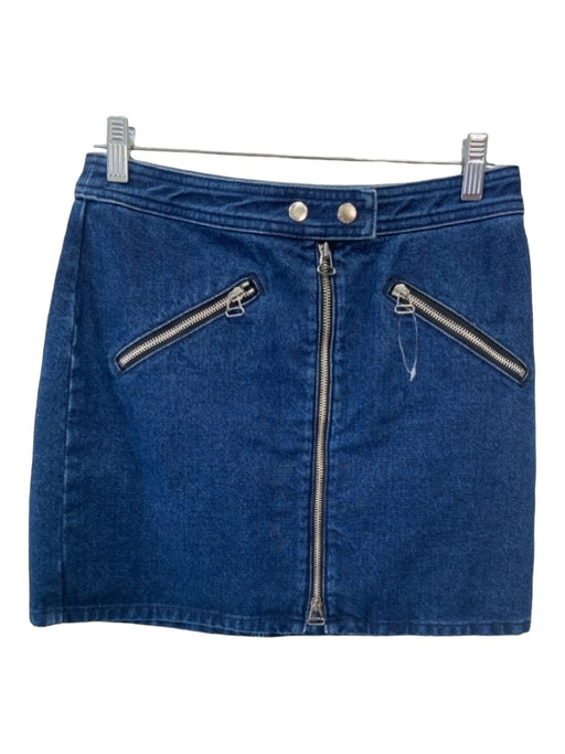 Rag & Bone Size 37 Dark Wash Cotton Denim Mini Zip Front Zipper Pockets Skirt Dark Wash / 37