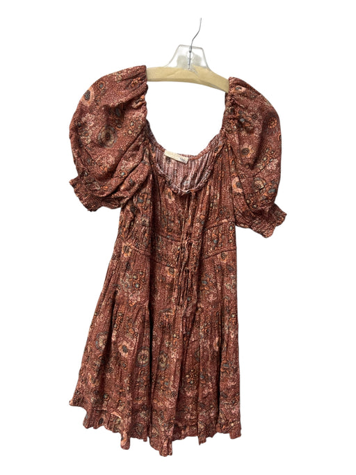 Ulla Johnson Size 4 Rust & mutli Cotton Lined Off Shoulder Floral Dress Rust & mutli / 4