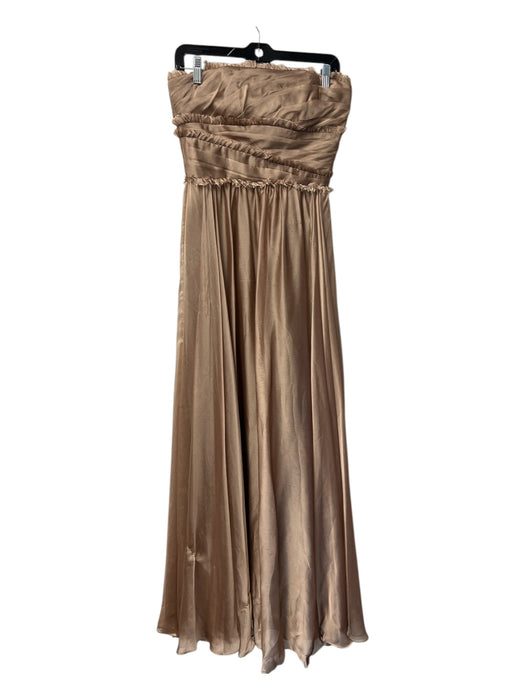 Monique Lhuillier Bridesmaids Size 4 Bronze Polyester Strapless Maxi Dress Bronze / 4