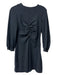 Tibi Size 4 Blue & Black Polythylene Blend Boat Neck 3/4 Sleeve Ruched Dress Blue & Black / 4