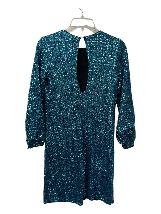 Hunter Bell Size 0 Blue Polyester Sequin Long Sleeve Round Neck Dress Blue / 0