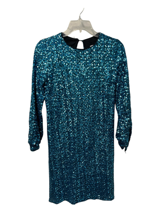 Hunter Bell Size 0 Blue Polyester Sequin Long Sleeve Round Neck Dress Blue / 0