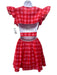 Maia Bergman Size XS Pink & Red Cotton Plaid Back Cut Out Ruffle sleeve Dress Pink & Red / XS