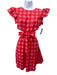 Maia Bergman Size XS Pink & Red Cotton Plaid Back Cut Out Ruffle sleeve Dress Pink & Red / XS